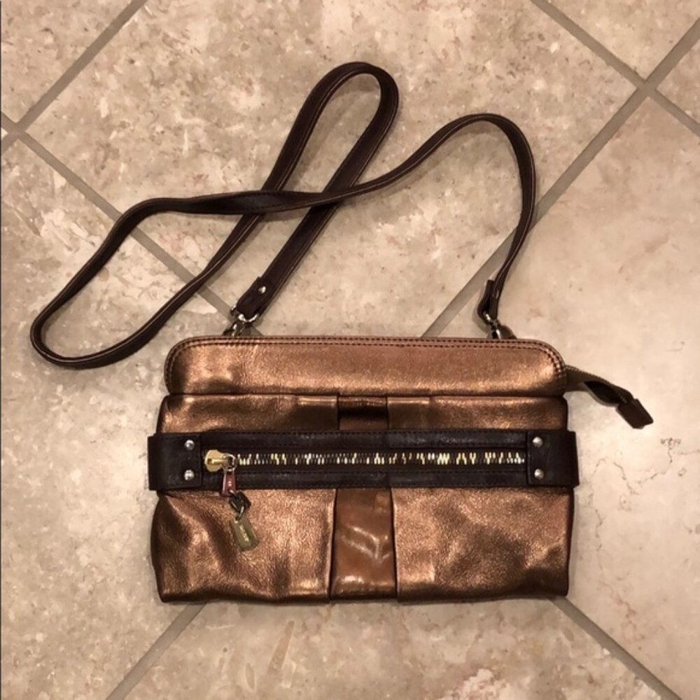 Vintage See By Chloe leather metallic grunge clutch crossbody shoulder bag
